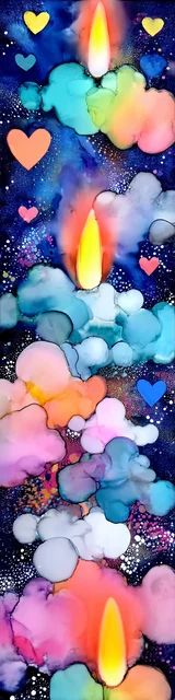 Free printable abstract cloud art bookmark featuring abstract clouds with candles